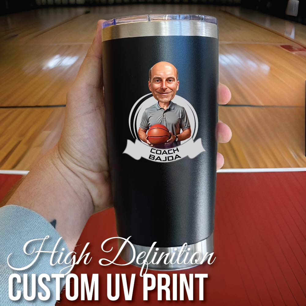 Unique Personalized Basketball Coach’s Game Day Tumbler Customized Gifts for Men by Groovy Guy