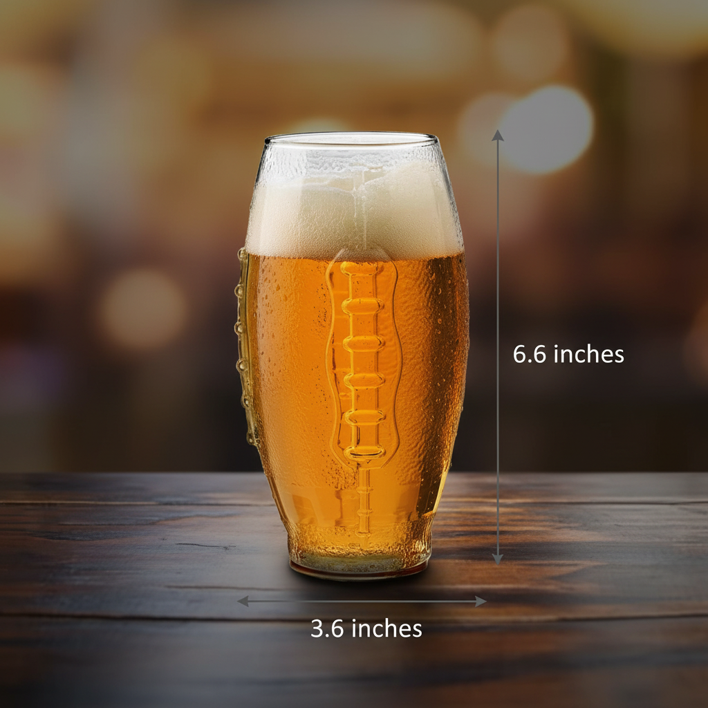 Gridiron Personalized Football Glass — dimensions: 6.6 inches × 3.6 inches