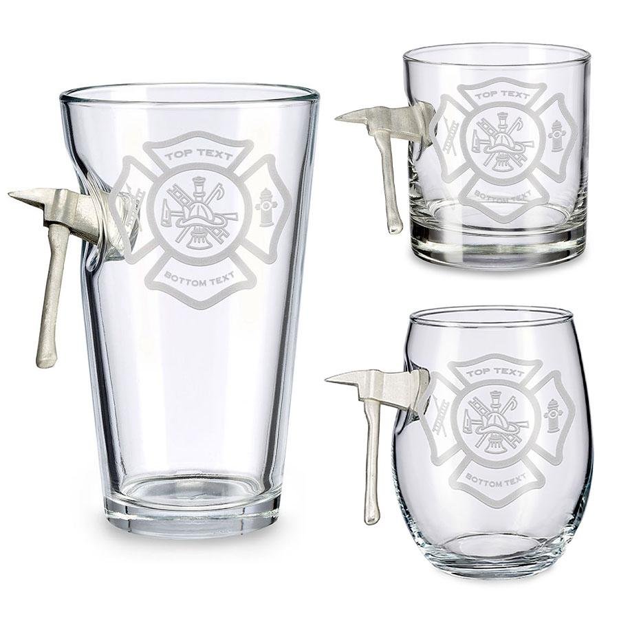 Unique Personalized The Firefighter’s Axe Glass Customized Gifts for Men by Groovy Guy