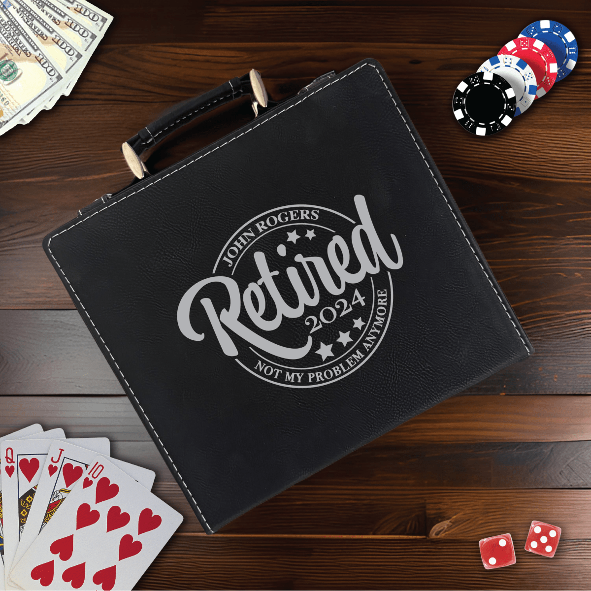 Unique Personalized Freedom, Fun & Flushes Poker Set Customized Gift Set Gifts for Men by Groovy Guy