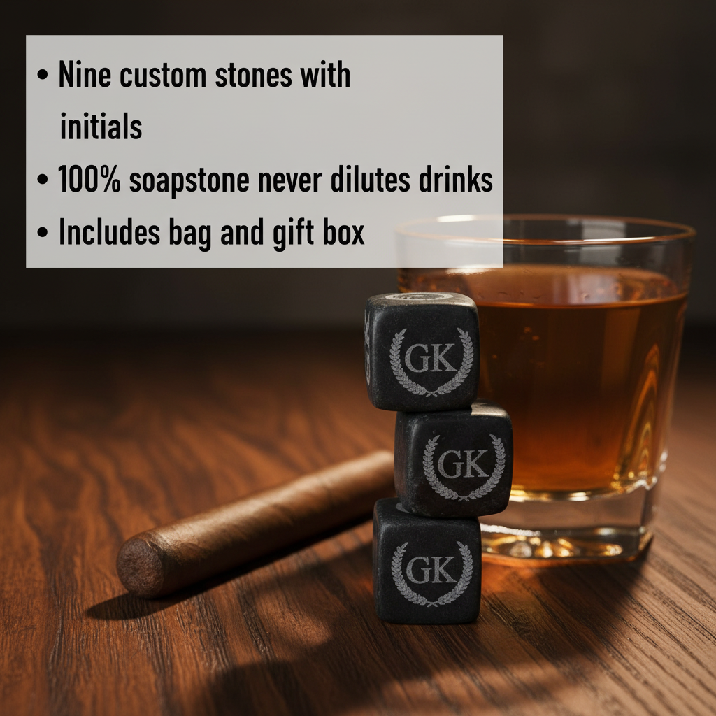 Engraved Whiskey Stones Set