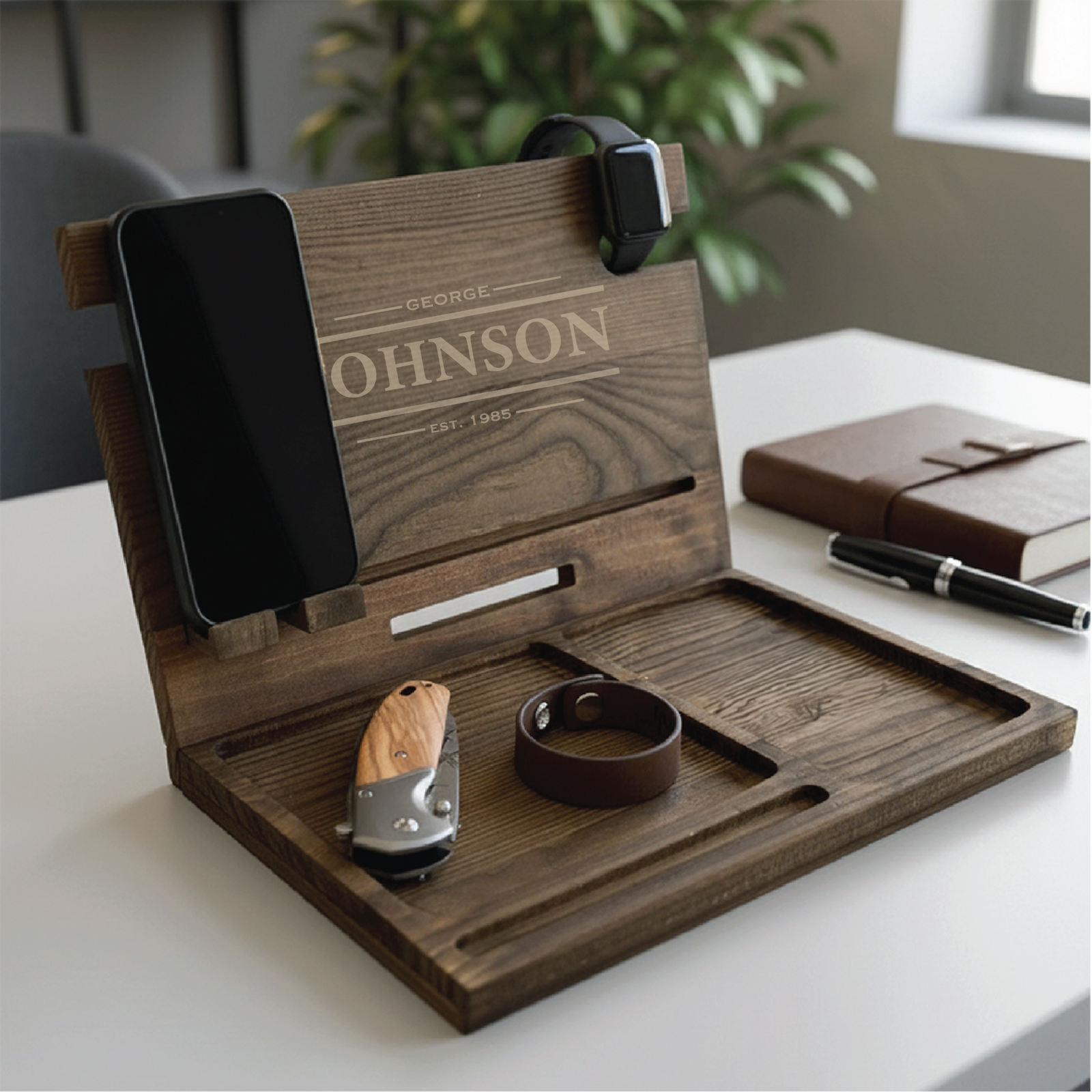 Personalized Wooden Docking Station