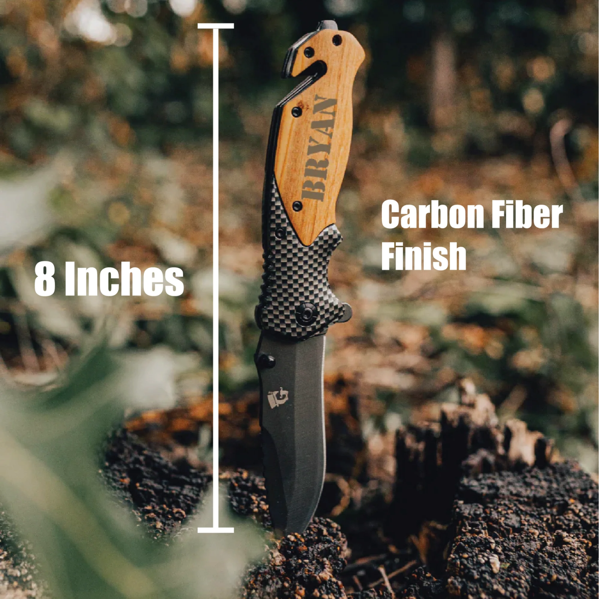 Unique Personalized Engraved Carbon Fiber Pocket Knife Customized Knife Gifts for Men by Groovy Guy