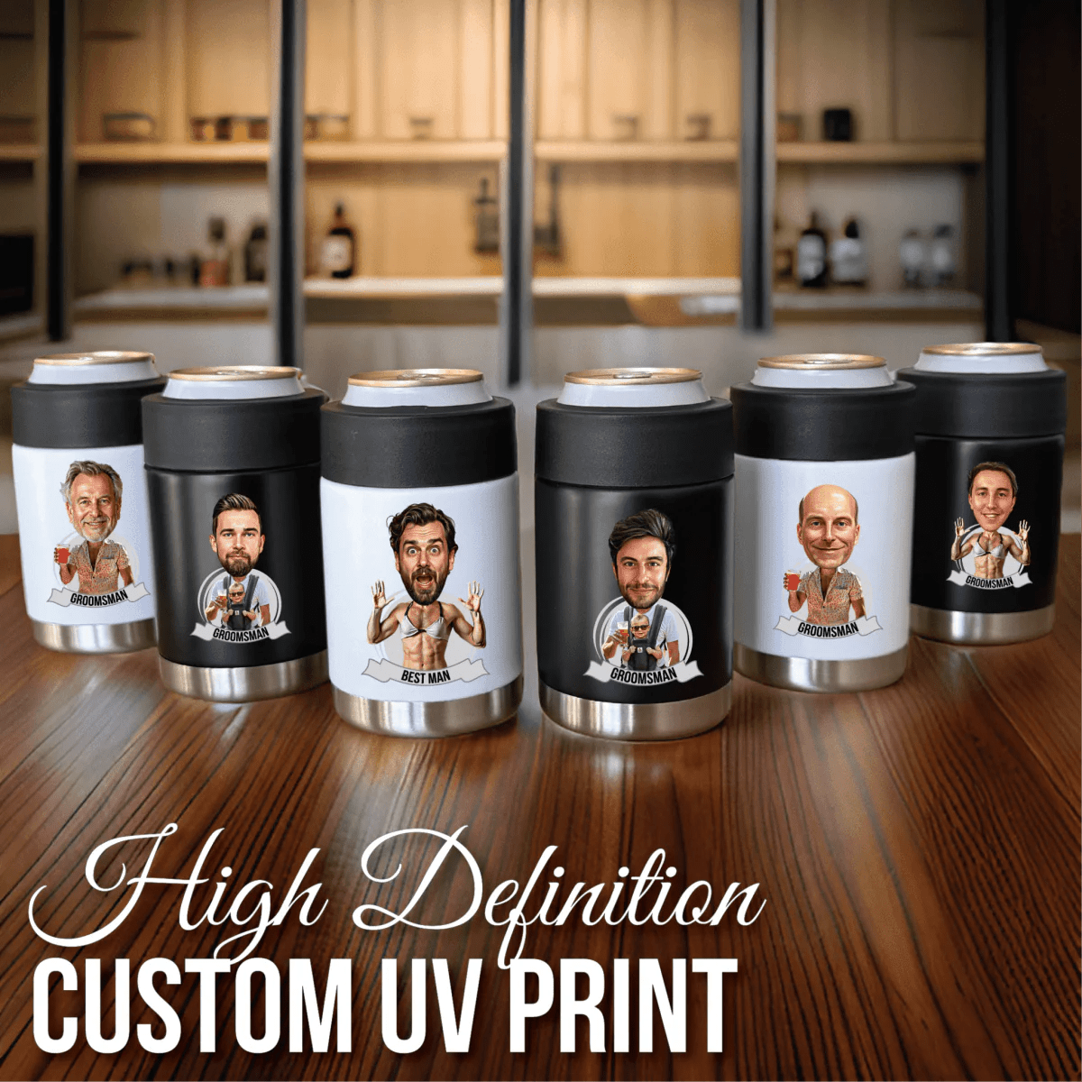 Unique Personalized Thermal Caricature Koozie Customized Gifts for Men by Groovy Guy