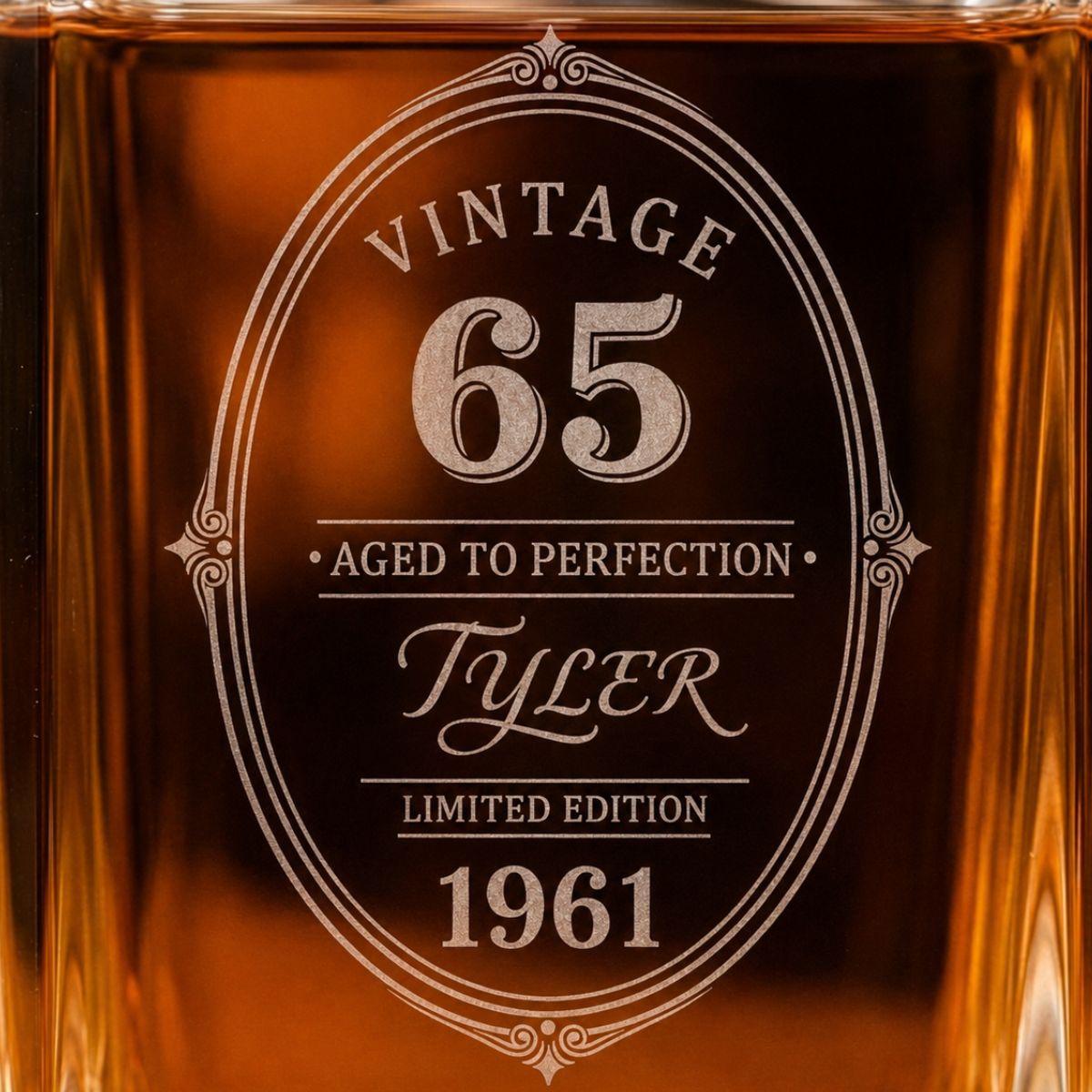 custom 65 year birthday decanter with custom message