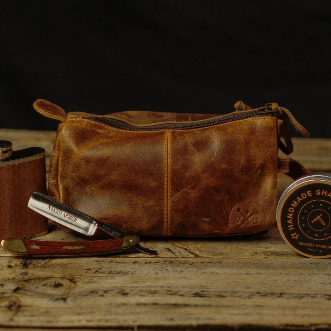 Unique Personalized The Draper Leather Toiletry/Dopp Bag Customized Dopp bag Gifts for Men by Groovy Guy