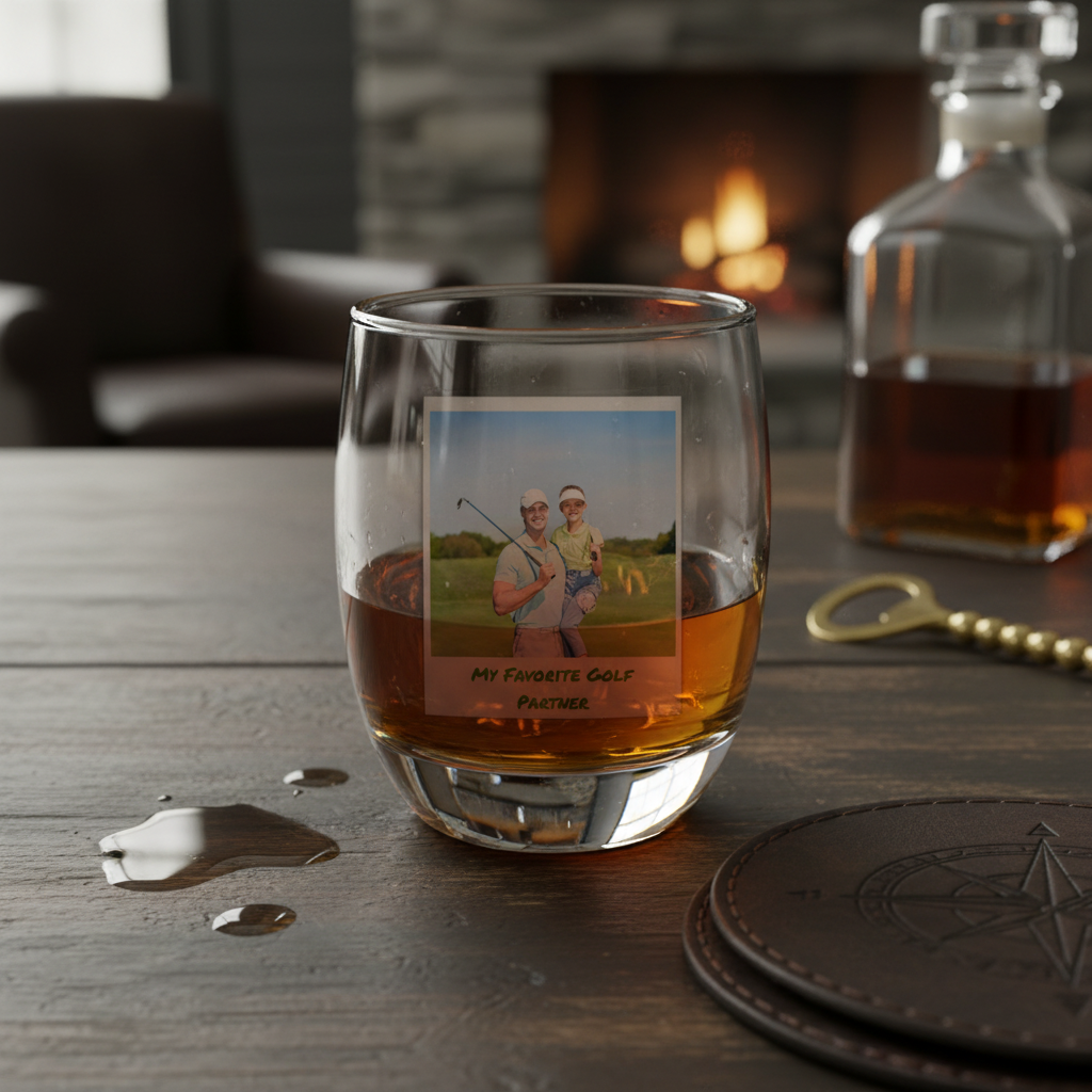 Dad's Premium Polaroid Whiskey Glass