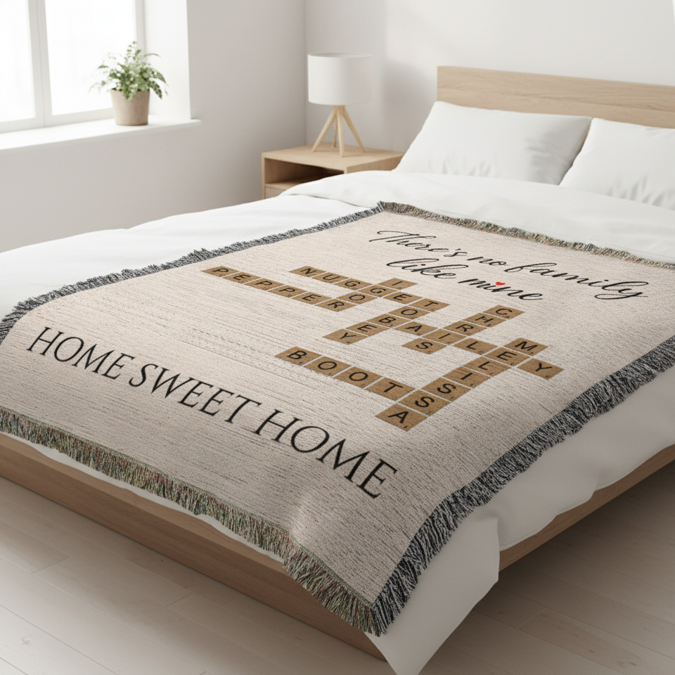 Family Crossword Puzzle Blanket