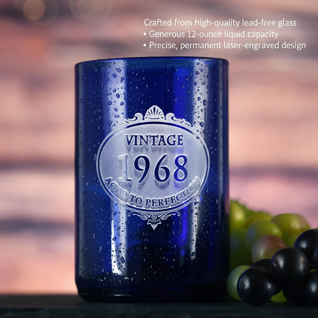 Vintage Year Birthday Wine Bottle Glass