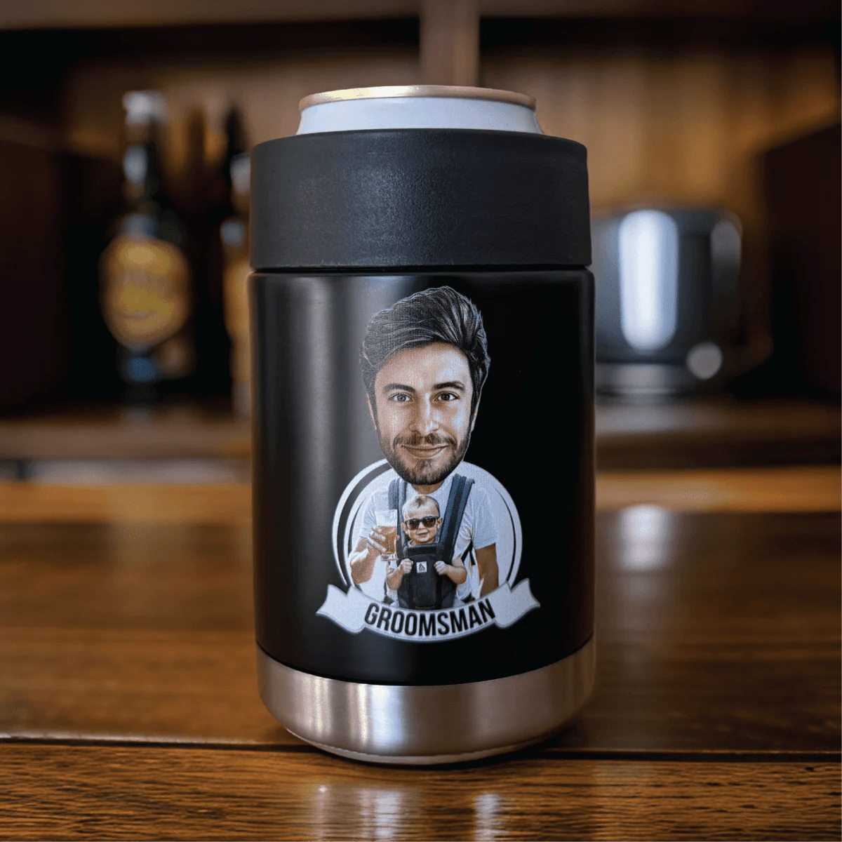 Unique Personalized Thermal Caricature Koozie Customized Gifts for Men by Groovy Guy
