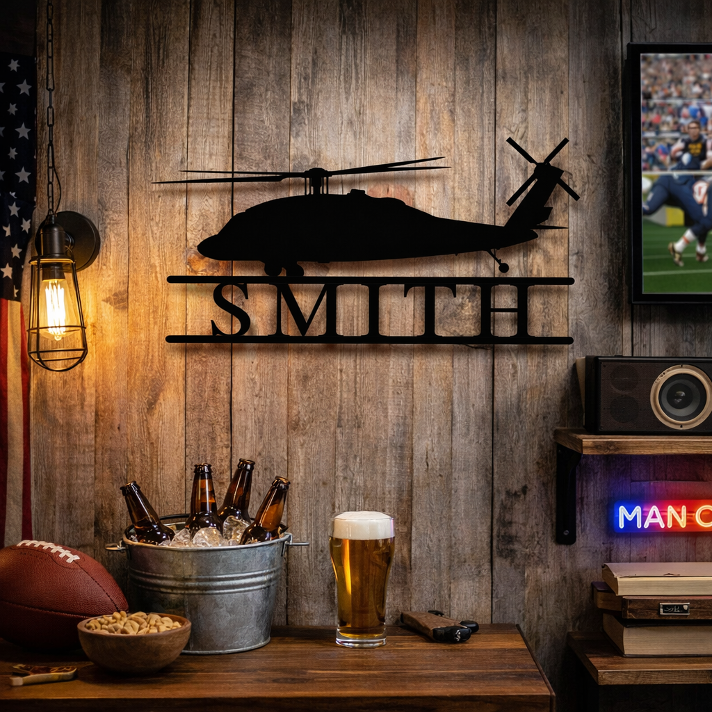 Military Helicopter Sign