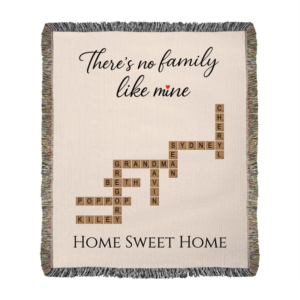 Family Crossword Puzzle Blanket
