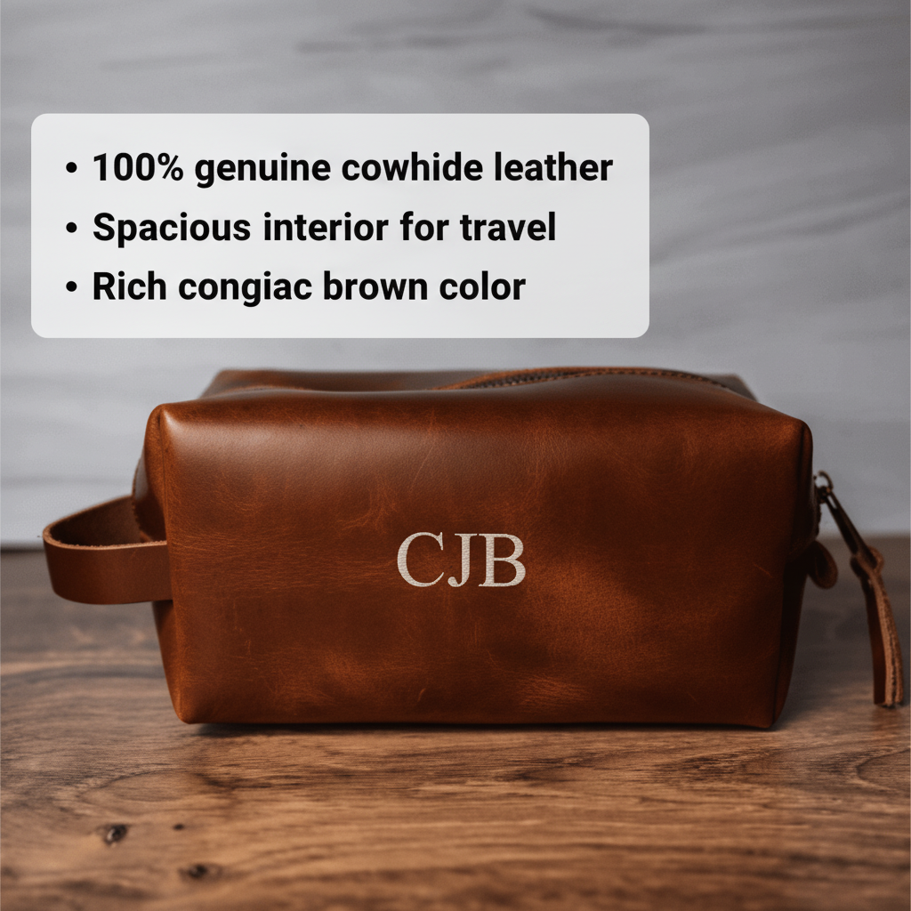 Traveler Personalized Leather Toiletry Bag