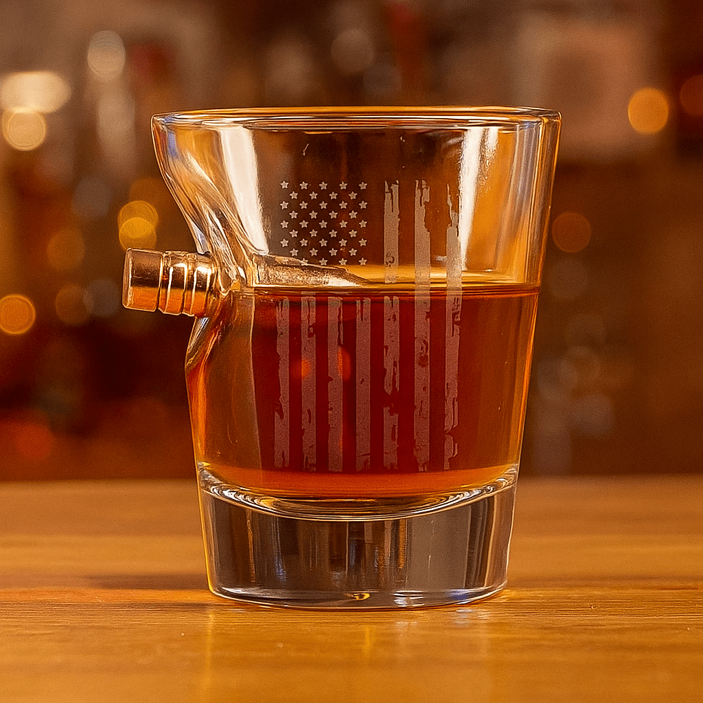 Unique Personalized Stars, Stripes & Shots Customized Handmade Glass Gifts for Men by Groovy Guy