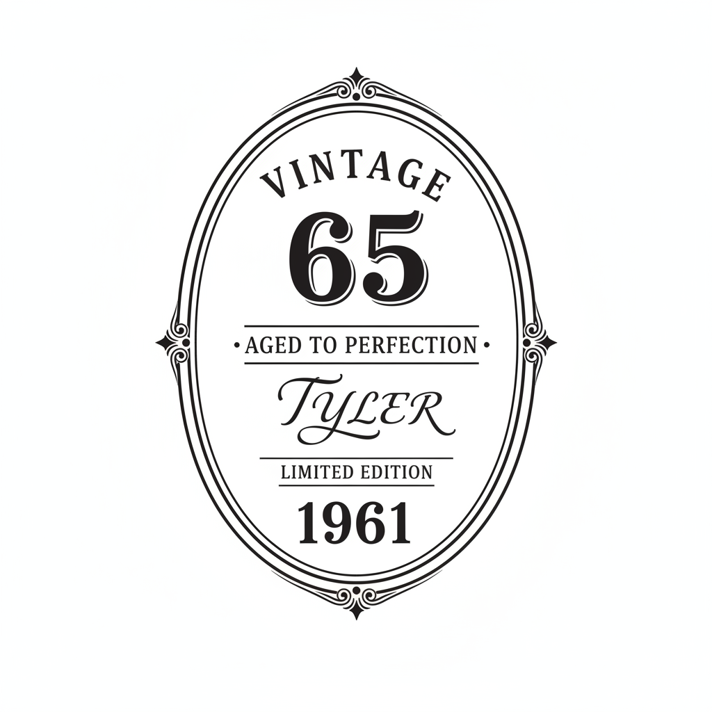 Vintage 65th Birthday Decanter engraving design