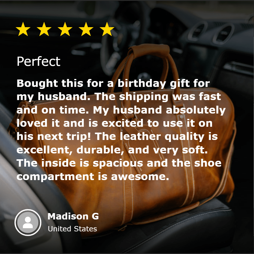 Unique Personalized Luxe Leather Duffel Bag Customized Duffle Bag Gifts for Men by Groovy Guy