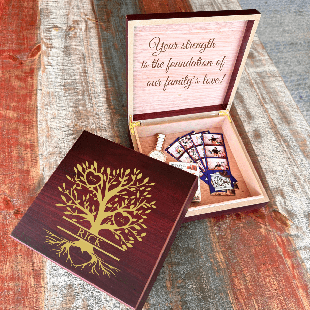 Unique Personalized Custom Family Tree Keepsake Box Customized Fathers Day Gifts for Men by Groovy Guy