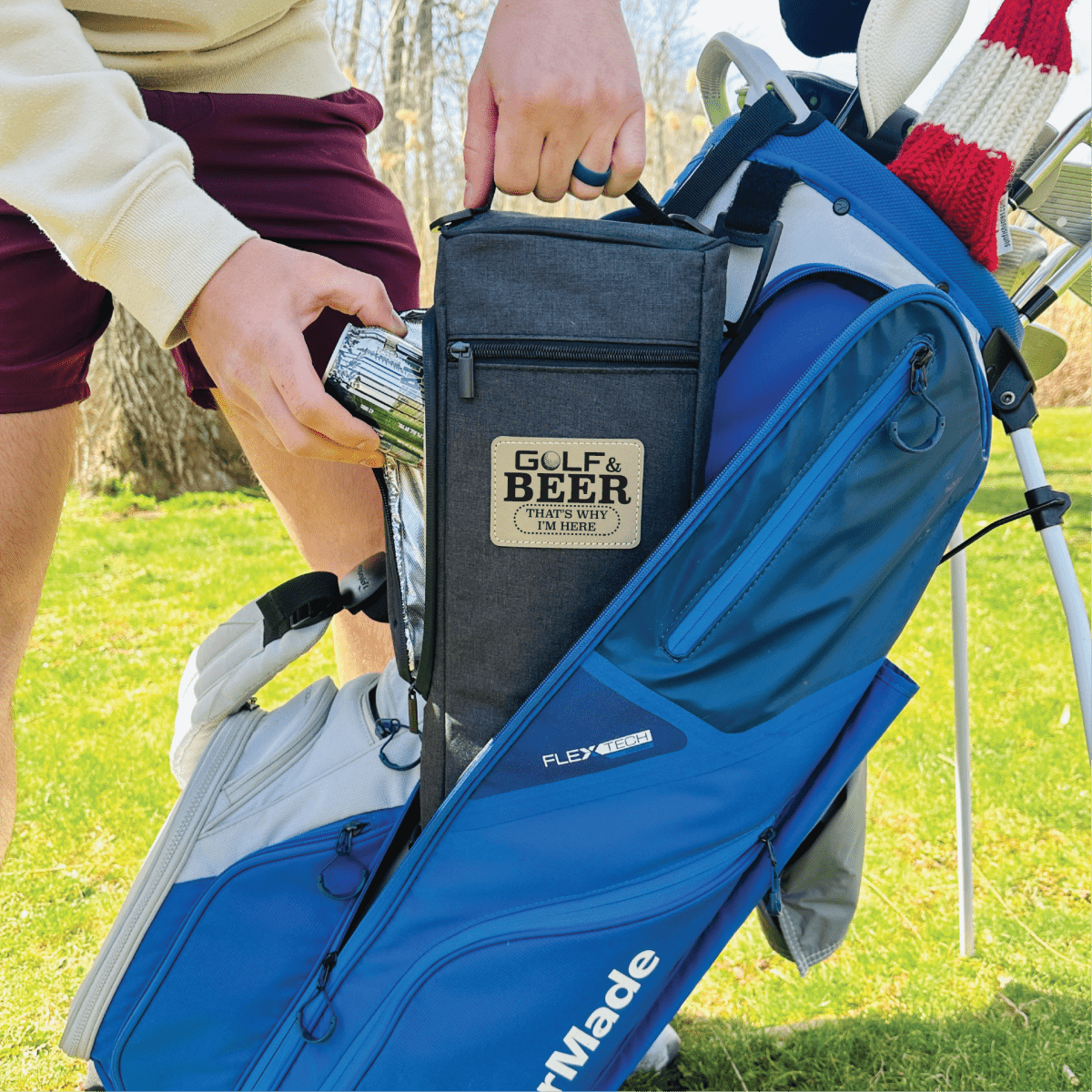 Unique Personalized Golf & Beer Is Why I'm Here Cooler Customized Golf Towel Gifts for Men by Groovy Guy