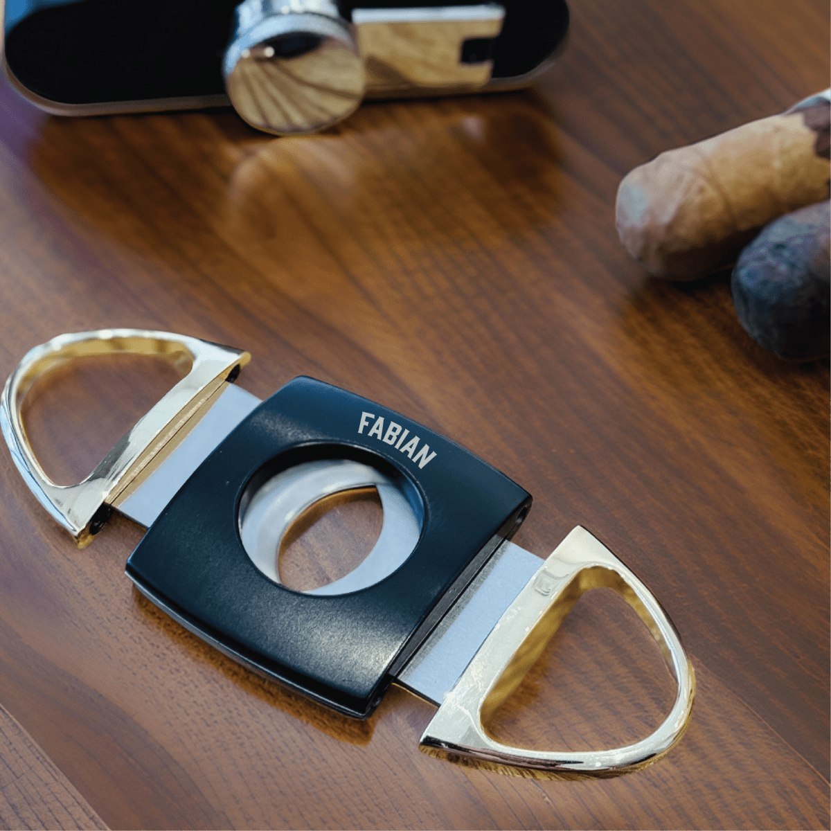 Unique Personalized The Golden Edge Customized Cigar Cutter Gifts for Men by Groovy Guy