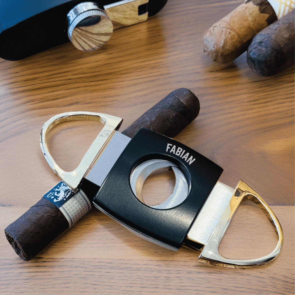 Unique Personalized The Golden Edge Customized Cigar Cutter Gifts for Men by Groovy Guy