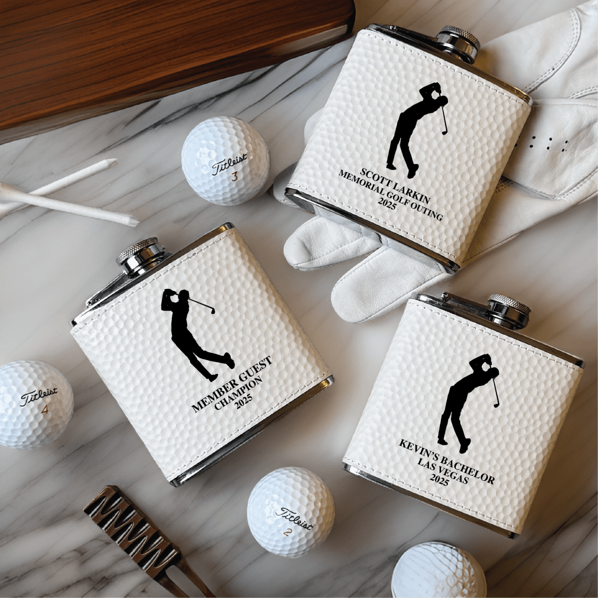 Unique Personalized The Tee'd Up Flask Customized Flask Gifts for Men by Groovy Guy