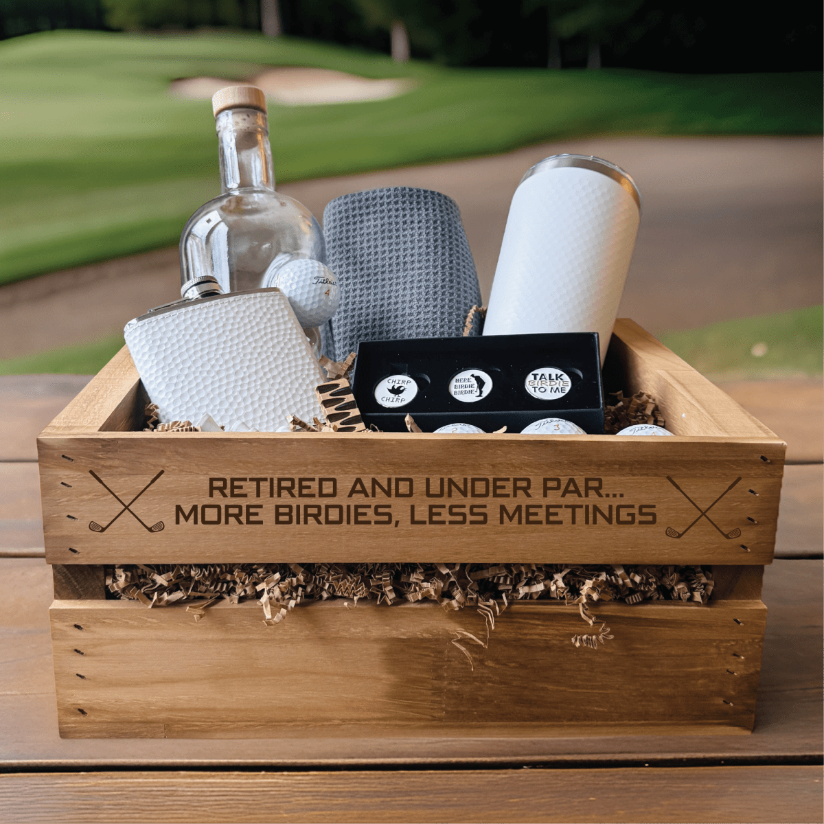 Generic Personalization on Wooden Crate Golf Set