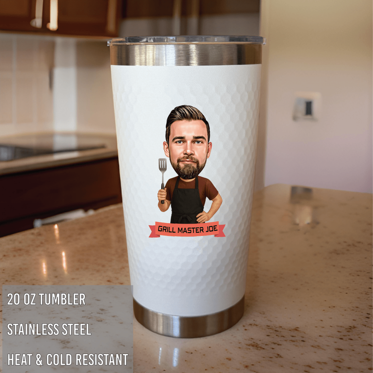 Unique Personalized King of the Grill Tumbler Customized Gifts for Men by Groovy Guy