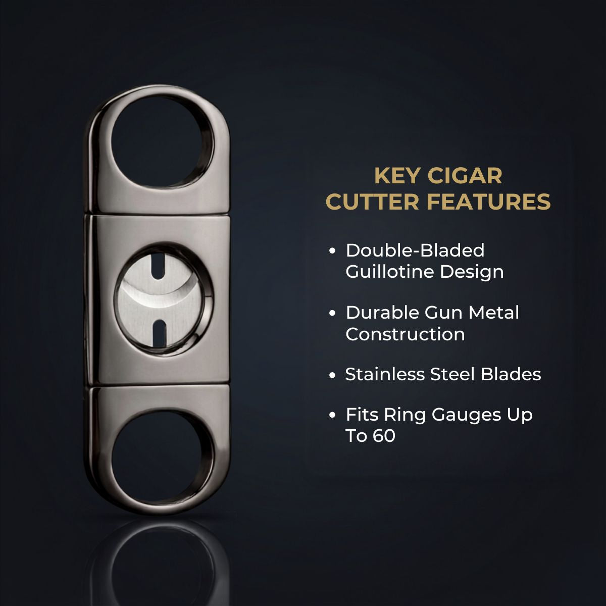 heavy-bodied gun metal cigar cutter