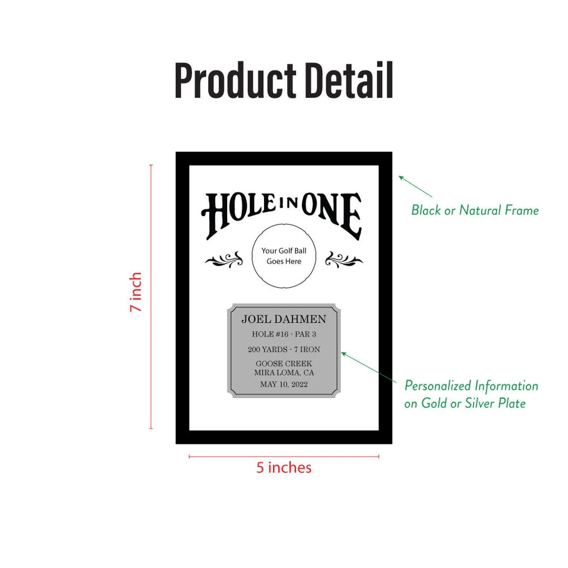 Unique Personalized Hole in One Golf Ball Holder Frame Customized Golf Gifts for Men by Groovy Guy