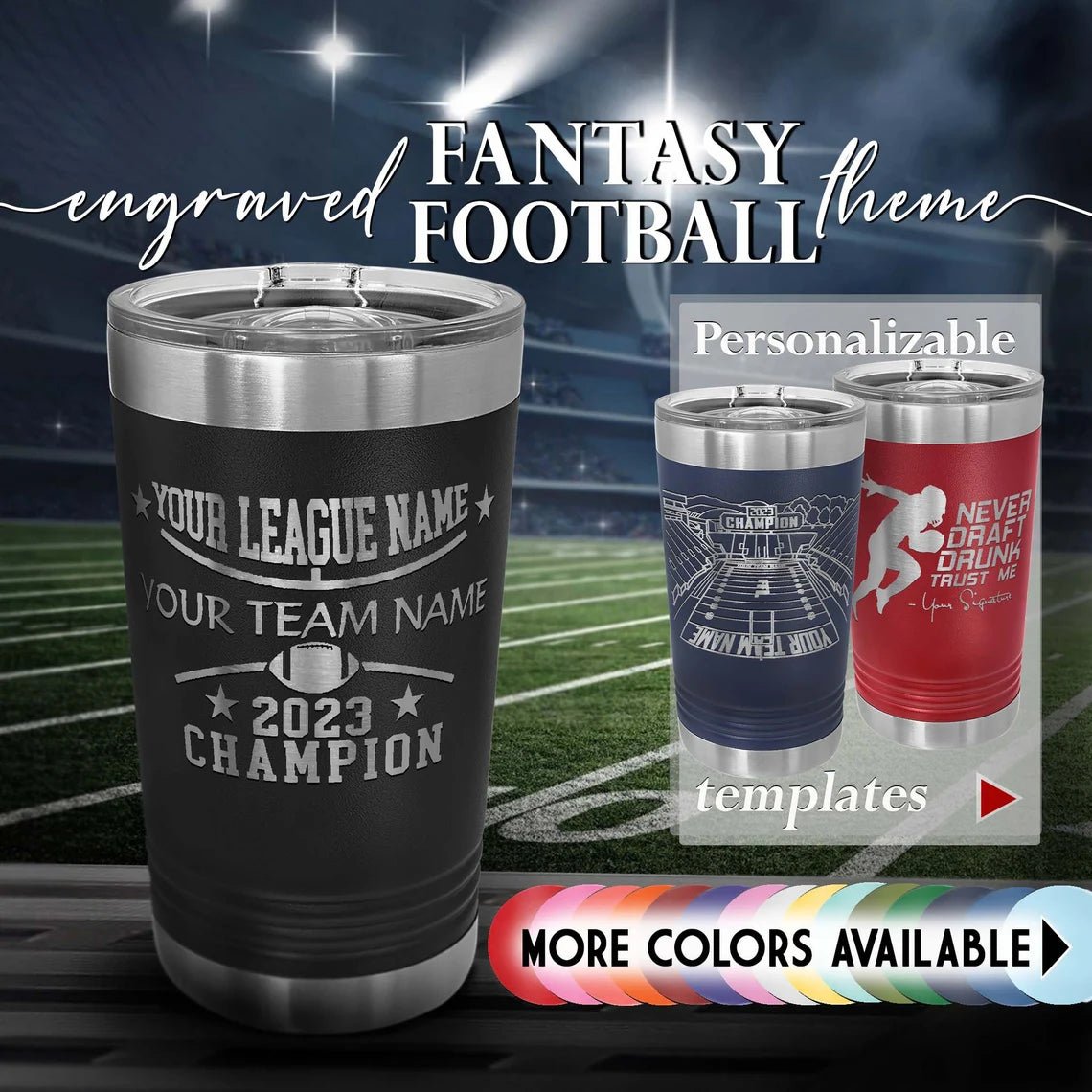Unique Personalized Fantasy Football Travel Tumbler Customized Tumbler Gifts for Men by Groovy Guy