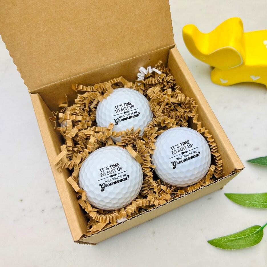 Unique Personalized Groomsman Proposal Golf Ball Set Customized Golf Ball Gifts for Men by Groovy Guy