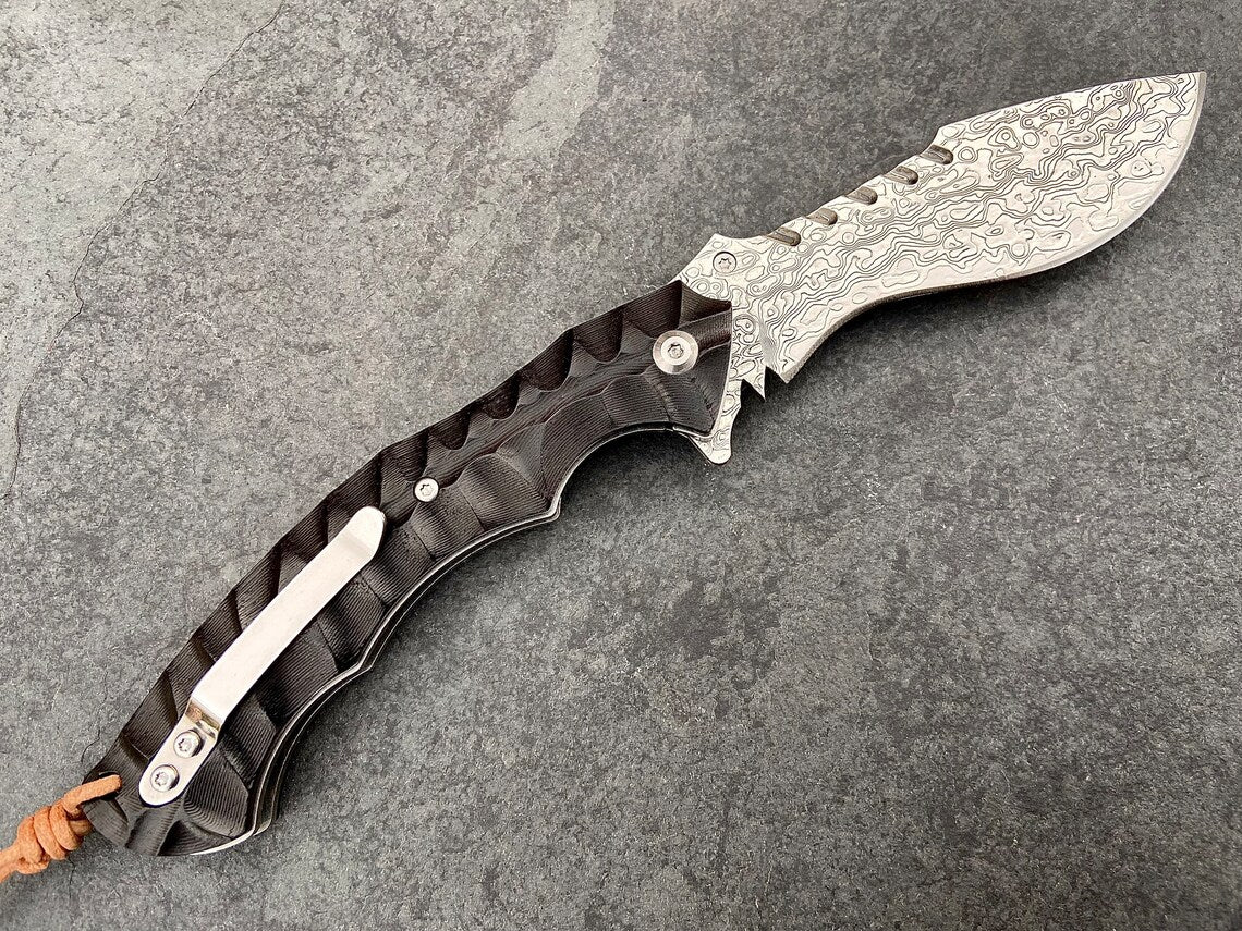 Unique Personalized Damascus EDC Razor Customized Knives Gifts for Men by Groovy Guy