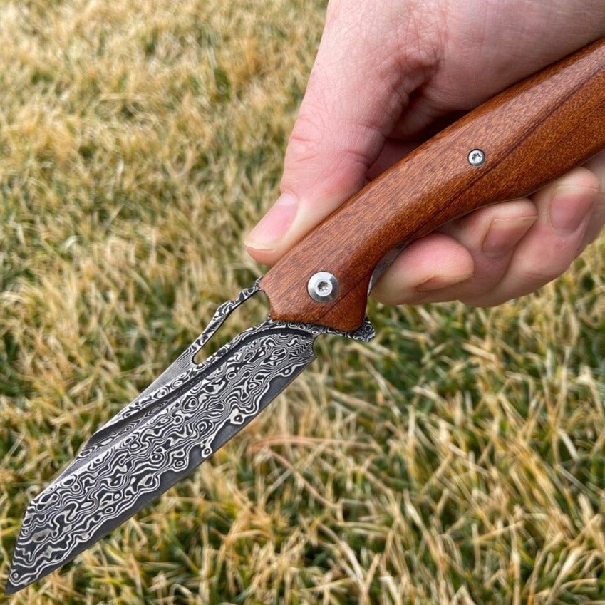 Unique Personalized Ironwood Damascus Blade Customized Knives Gifts for Men by Groovy Guy