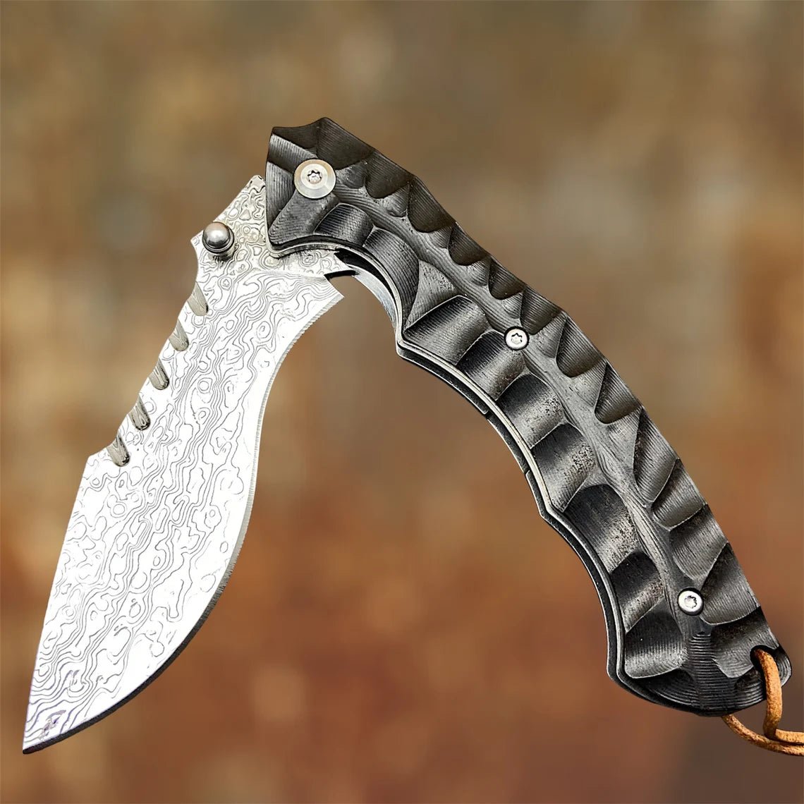 Unique Personalized Elegant Ebony EDC Knife Customized Damascus Knife Gifts for Men by Groovy Guy