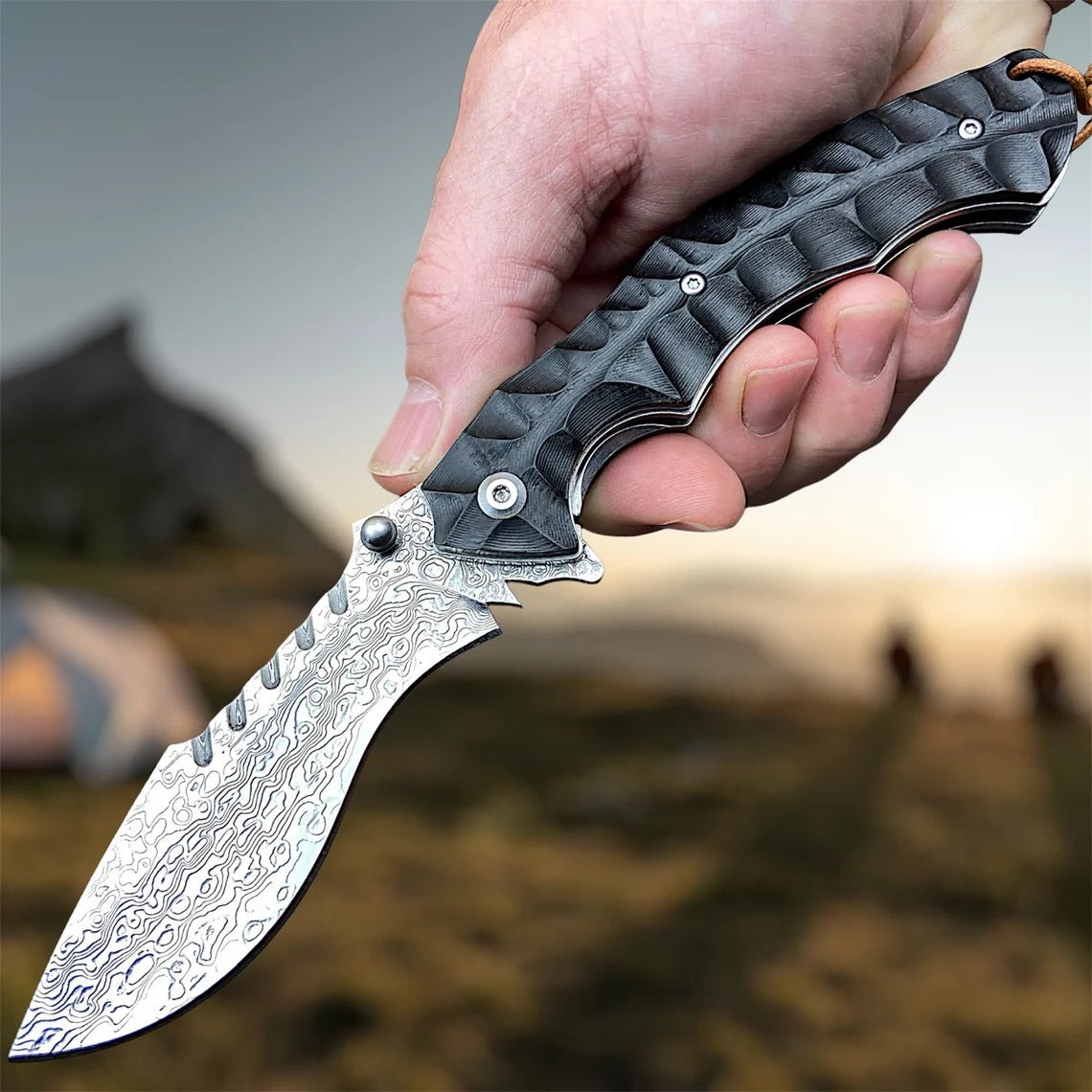 Unique Personalized Elegant Ebony EDC Knife Customized Damascus Knife Gifts for Men by Groovy Guy