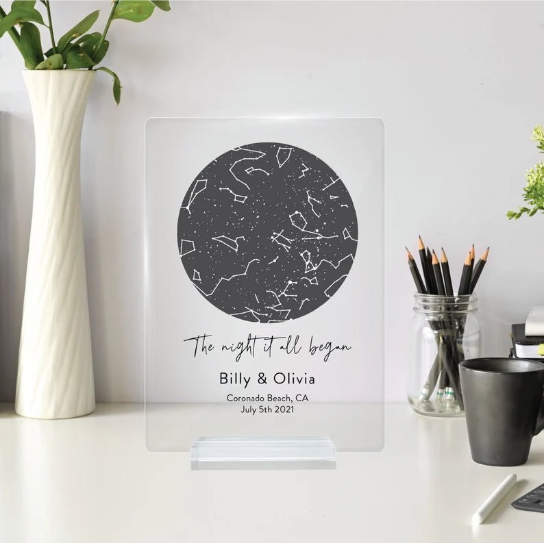 Unique Personalized Romantic Night Sky Map Customized Anniversary Gifts for Men by Groovy Guy