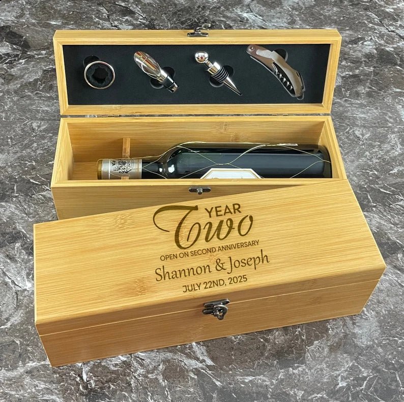 Unique Personalized Anniversary Wine Box Customized Anniversary Gifts for Men by Groovy Guy