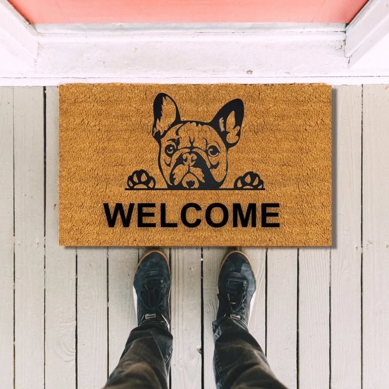 Unique Personalized Custom Dog Door Mat Customized housewarming gift Gifts for Men by Groovy Guy