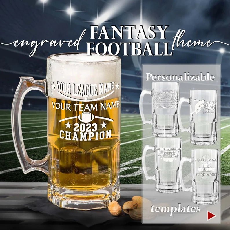 Unique Personalized 32oz Football Beer Stein Customized Beer Glasses Gifts for Men by Groovy Guy