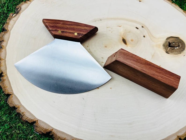 Unique Personalized Alaskan Ulu Knife & Stand Customized Knife Gifts for Men by Groovy Guy