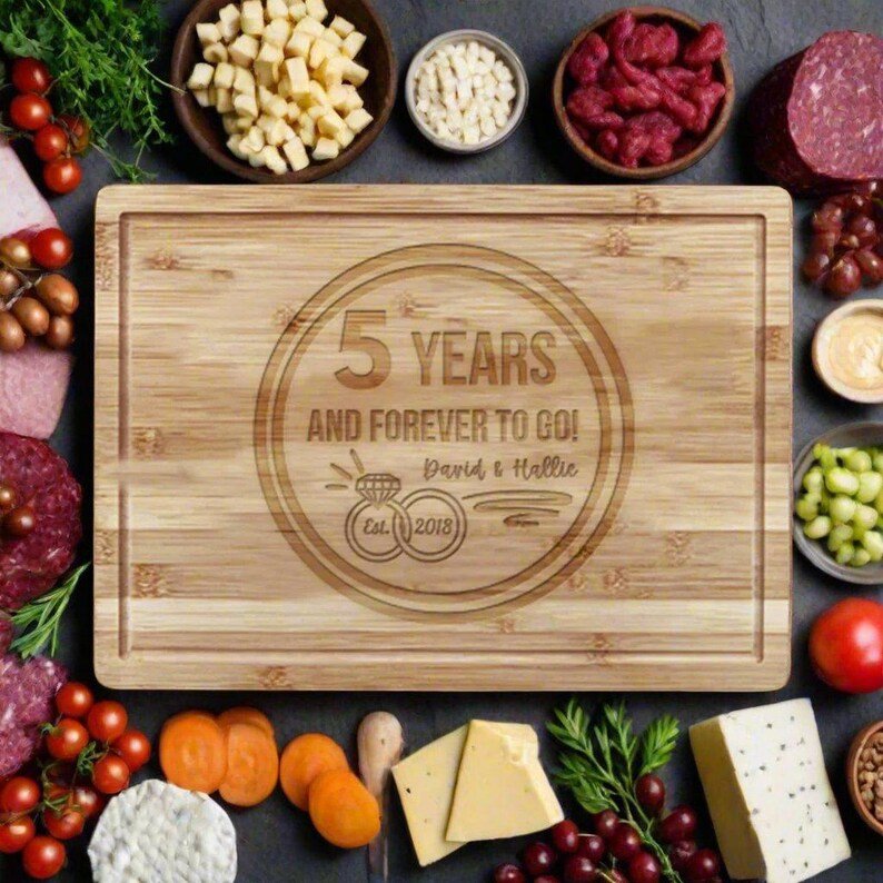 Unique Personalized Etched Anniversary Cutting Board Customized Cutting Boards Gifts for Men by Groovy Guy