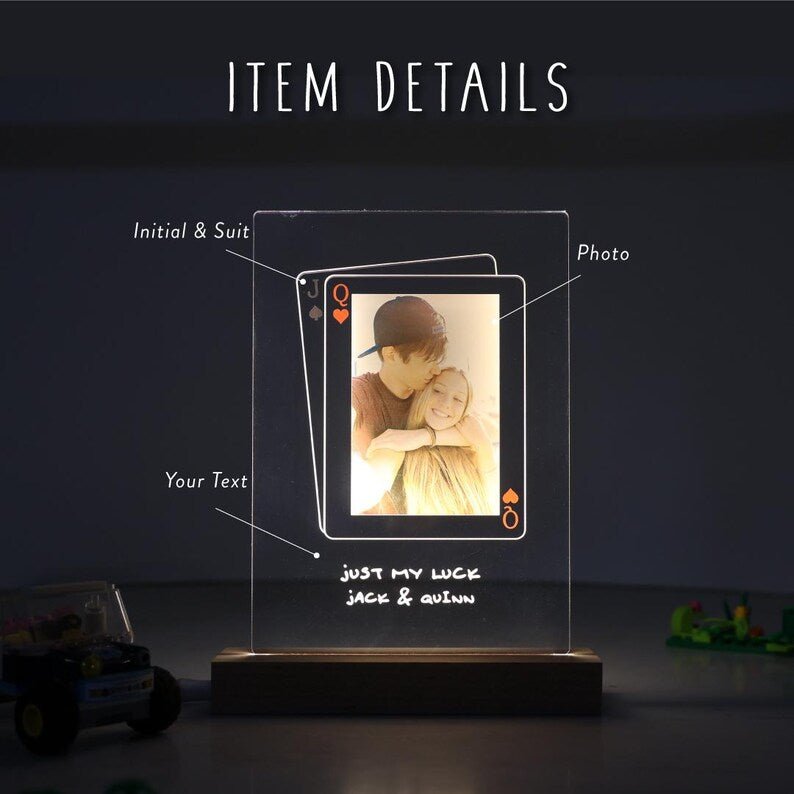 Unique Personalized Lucky in Love Acrylic Plaque Customized Anniversary Gifts for Men by Groovy Guy