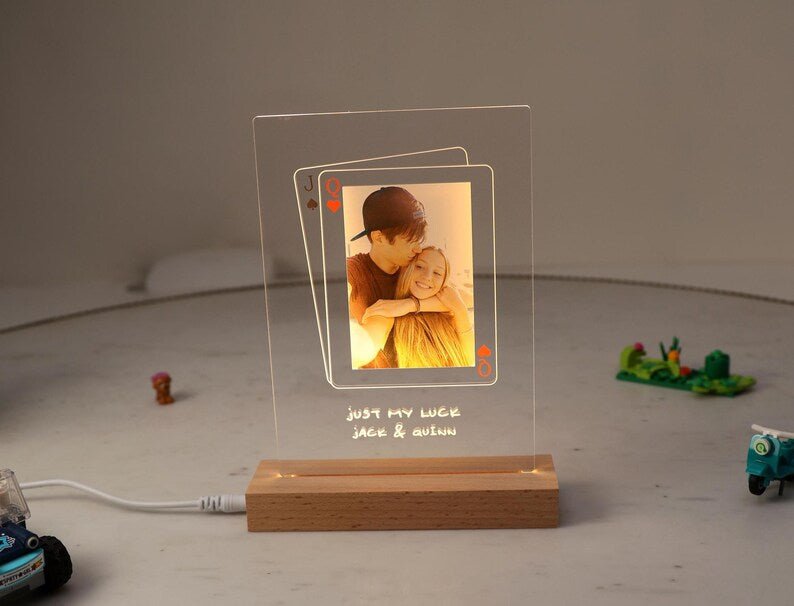 Unique Personalized Lucky in Love Acrylic Plaque Customized Anniversary Gifts for Men by Groovy Guy