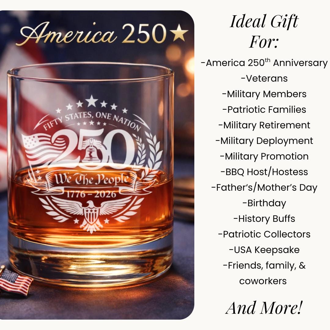 America 250 etched glass with personalization