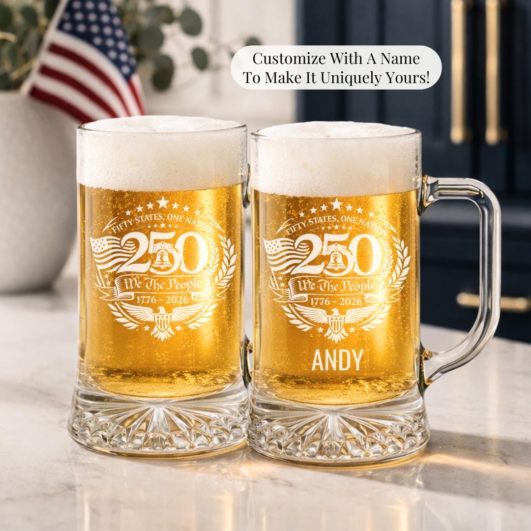 America 250 anniversary glass mug