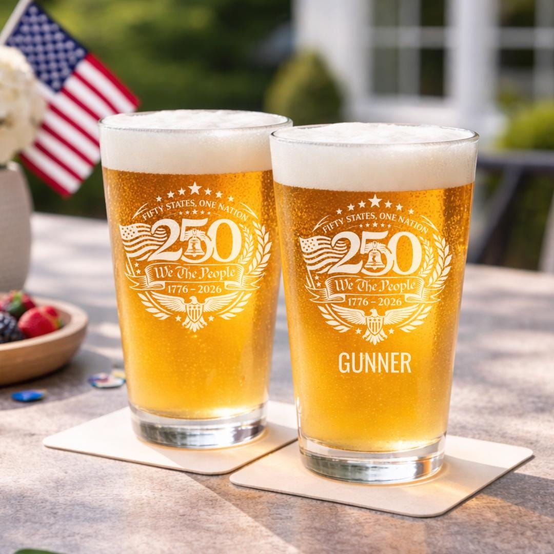 America 250 commemorative glass lifestyle shot