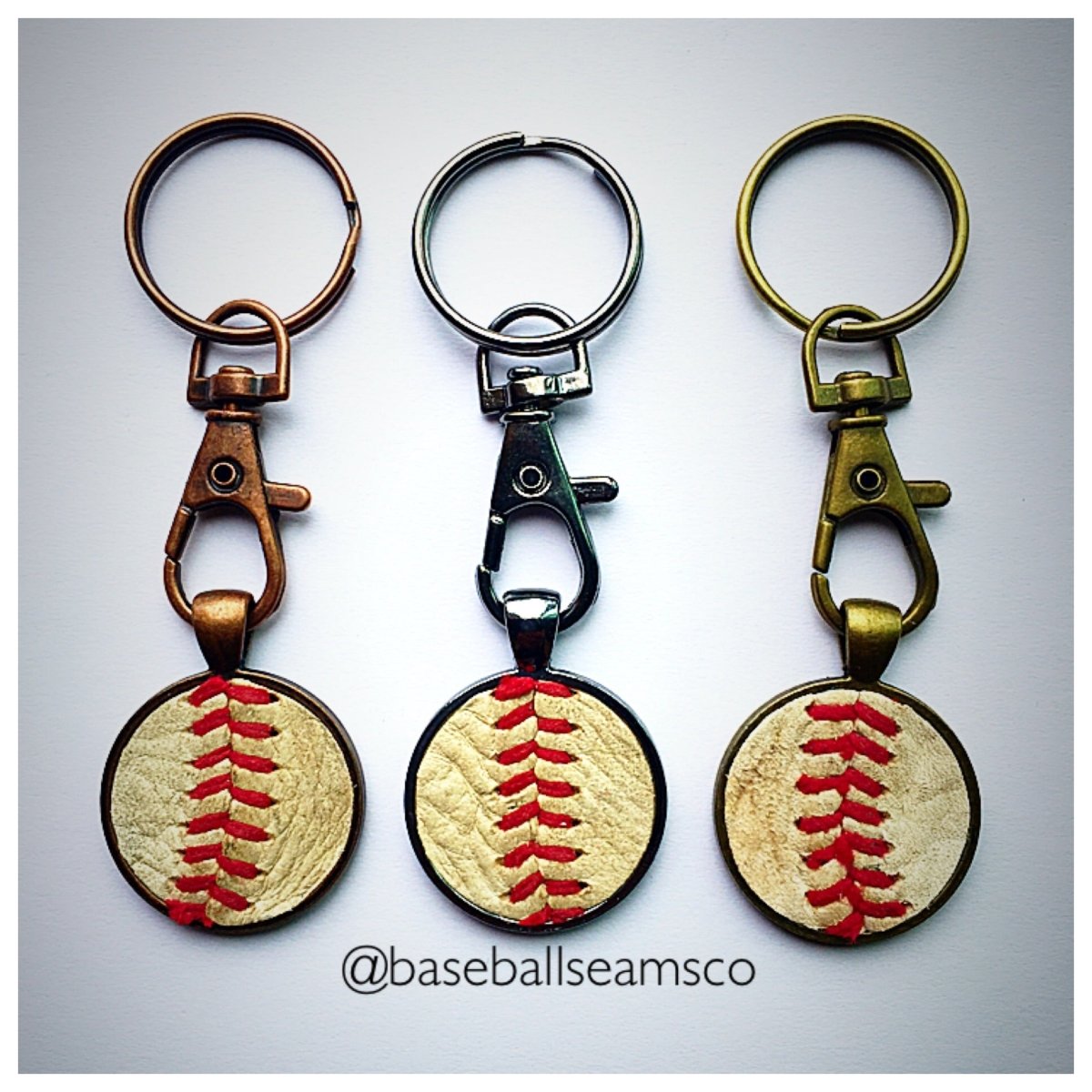 Unique Personalized Leather Stitch Baseball Keychain Customized Accessories Gifts for Men by Groovy Guy