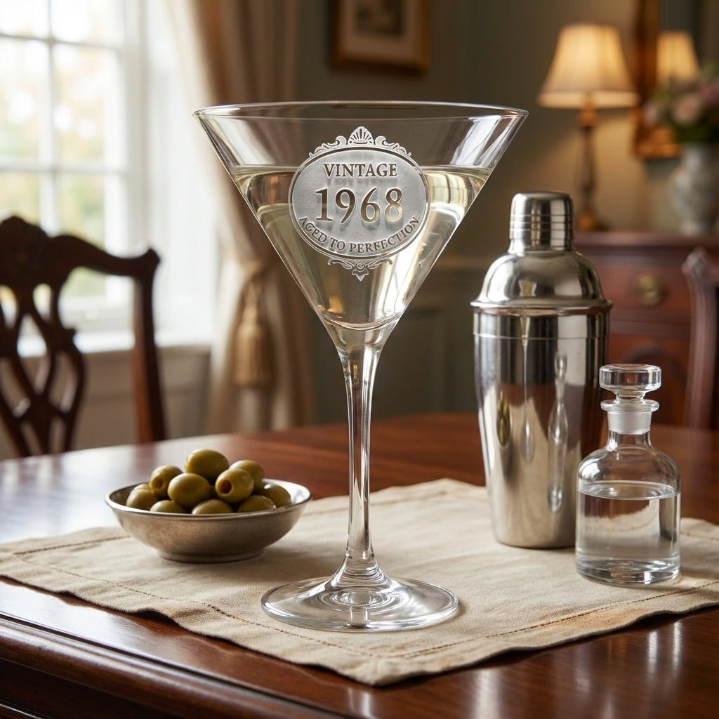 Engraved Crystal Birthday Martini Glass