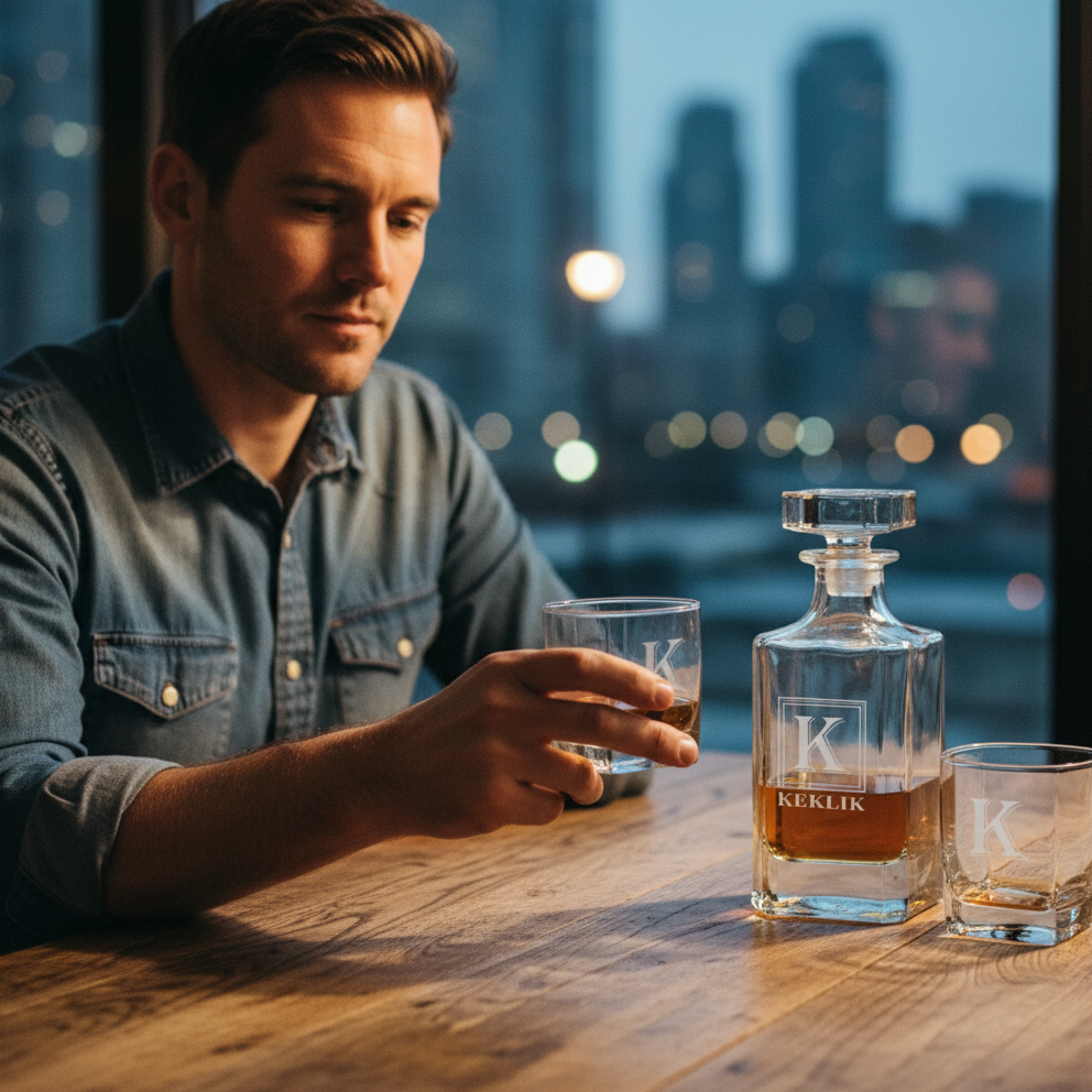 Premium Personalized Whiskey Decanter Set