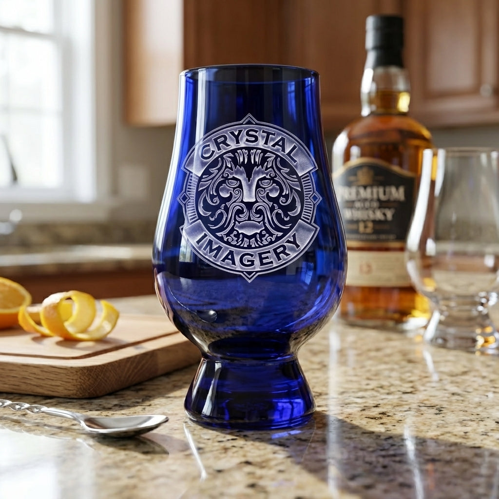 Custom Logo Sapphire Glencairn Whiskey Glass